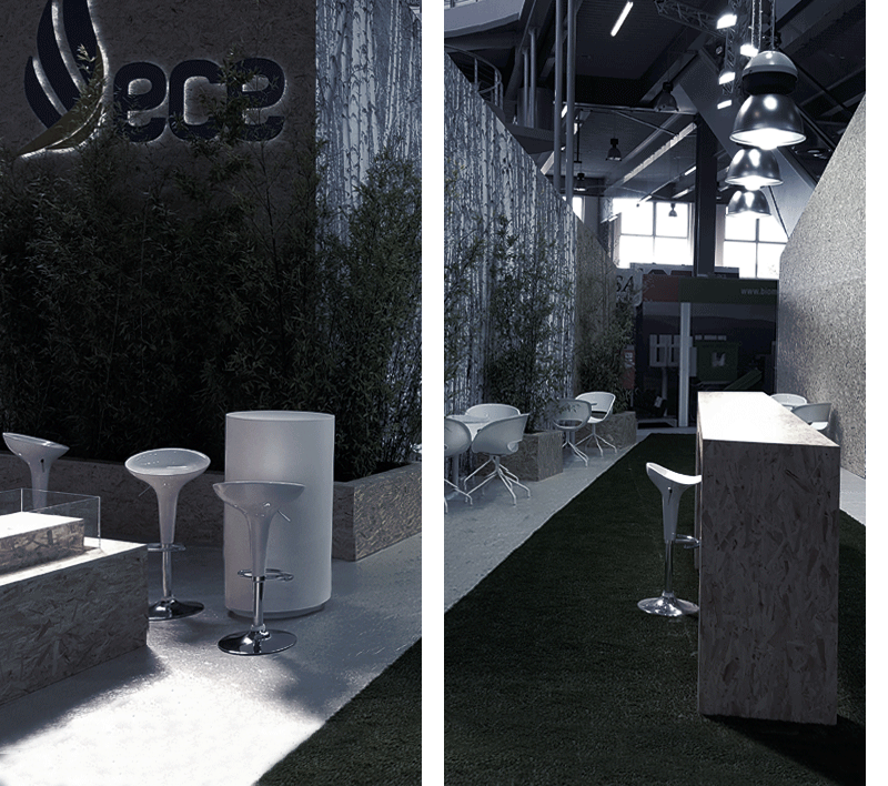 ECE, idejna rešitev, arhitekturno grafično načrtovanje in realizacija sejemske predstavitve, MOS Celje