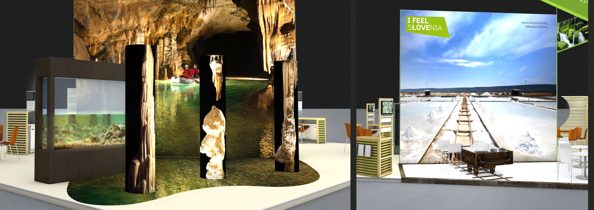 Slovenska turistična organizacija, projekt interiera sejemske stojnice, TTG Incontri, Rimini